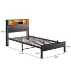 Cadre de lit plateforme moderne double GDFStudio Kian en métal avec tête de lit de rangement, station de charge et lumières LED