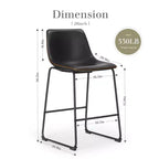 Okak Set of 2 Industrial Upholstered Bar Stools with Metal Legs & Footstools,Armless Faux Leather Counter Chairs for Dining Rooms