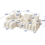 MAYEERTY Canapé d'angle en tissu fausse fourrure de haute qualité 92 pouces avec table basse console centrale pour salon et appartement, blanc