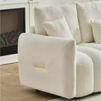 MAYEERTY Canapé d'angle en tissu fausse fourrure de haute qualité 92 pouces avec table basse console centrale pour salon et appartement, blanc