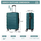 24 inch Expandable Hard Shell Carry On Luggage with Spinner Wheels, Hardside Carry On Suitcase with Tsa Lock, Lightweight Hardshell Suitcase
