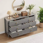 Acekool 54 6-Drawer Fluted Dresser, Modern Wide Storage Chest with Deep Drawers and Anti-Tip Kit