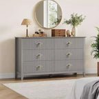 Acekool 54 6-Drawer Fluted Dresser, Modern Wide Storage Chest with Deep Drawers and Anti-Tip Kit