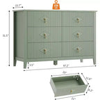 Acekool 54 6-Drawer Fluted Dresser, Modern Wide Storage Chest with Deep Drawers and Anti-Tip Kit