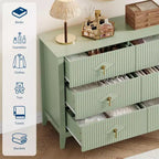 Acekool 54 6-Drawer Fluted Dresser, Modern Wide Storage Chest with Deep Drawers and Anti-Tip Kit