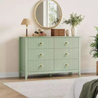 Acekool 54 6-Drawer Fluted Dresser, Modern Wide Storage Chest with Deep Drawers and Anti-Tip Kit