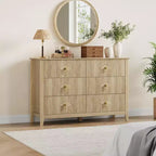 Acekool 54 6-Drawer Fluted Dresser, Modern Wide Storage Chest with Deep Drawers and Anti-Tip Kit