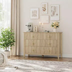 Acekool 54 6-Drawer Fluted Dresser, Modern Wide Storage Chest with Deep Drawers and Anti-Tip Kit