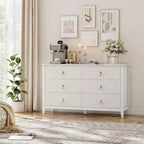 Acekool 54 6-Drawer Fluted Dresser, Modern Wide Storage Chest with Deep Drawers and Anti-Tip Kit