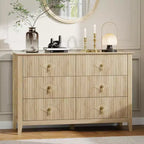 Acekool 54 6-Drawer Fluted Dresser, Modern Wide Storage Chest with Deep Drawers and Anti-Tip Kit