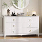 Acekool 54 6-Drawer Fluted Dresser, Modern Wide Storage Chest with Deep Drawers and Anti-Tip Kit
