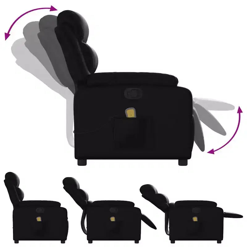 vidaXL Massage Recliner Chair Adjustable Reclining Armchair Black Faux Leather - Manual Push Back