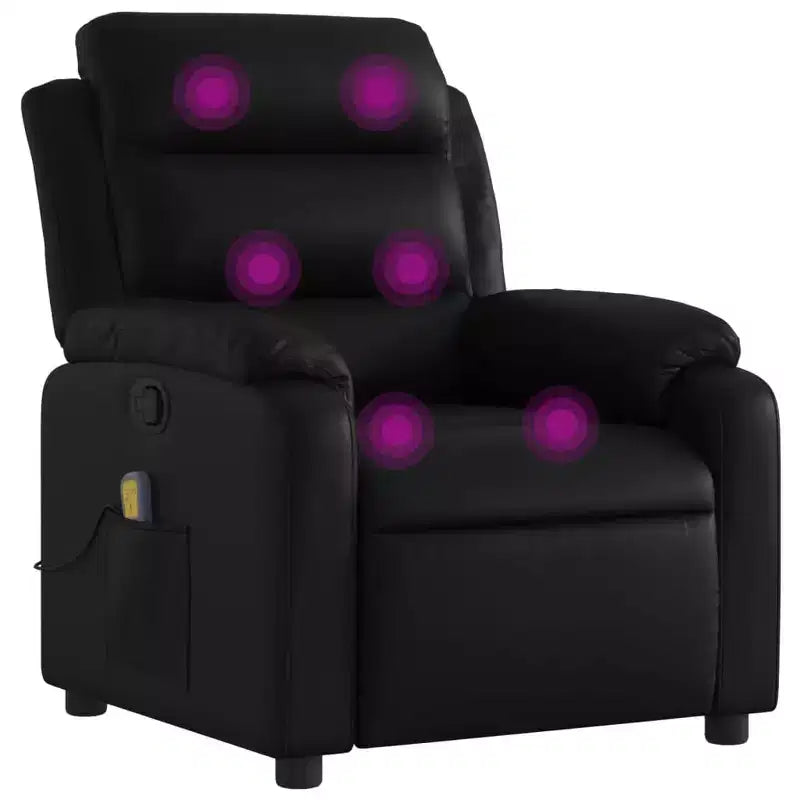 vidaXL Massage Recliner Chair Adjustable Reclining Armchair Black Faux Leather - Manual Push Back