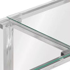 vidaXL Console Table Hallway Living Room Stainless Steel and Tempered Glass