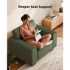 40 In Modern Deep-Seated Wide-Arm Single Sofa, Living Room Single Sofa, Comfortable Single Sofa with a Maximum Weight Capacity of 300 lbs, Green