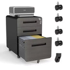 Classeur mobile VIYET 23H avec serrure - Entièrement en acier, entièrement assemblé, conception anti-basculement et roulettes verrouillables, pour documents A4/Letter, pour la maison/le bureau (Noir)