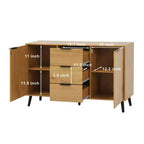 Sideboard Buffet Cabinet With Storage, Wood Coffee Bar Cabinet, Console Cabinet With 3 Drawers & 1 Door, Kitchen Buffet Cabinet Cupboard Natural