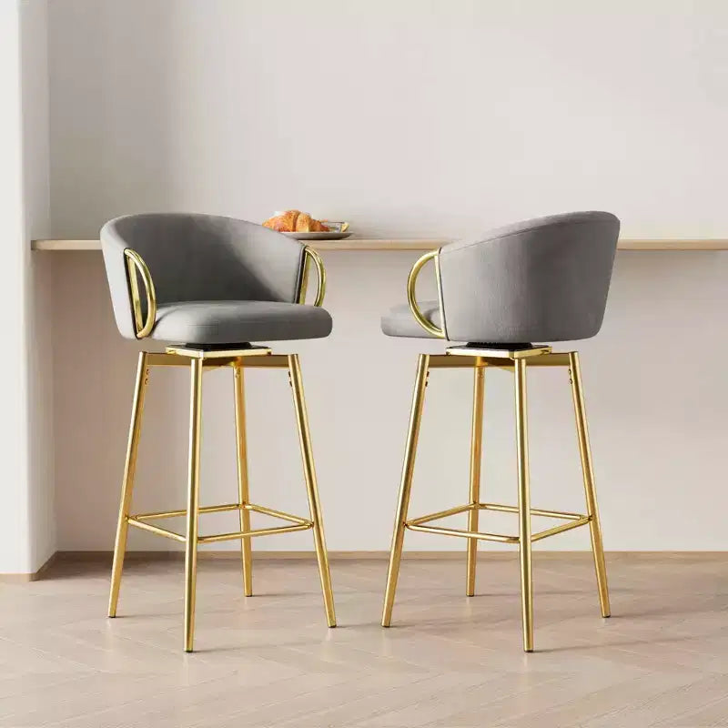 MAYEERTY 30 inch Dining Chairs Set of 2 Modern Style Swivel Bar Chairs with High Stools for Kitchen Bar Resturtants Beige Gray