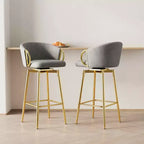 MAYEERTY 30 inch Dining Chairs Set of 2 Modern Style Swivel Bar Chairs with High Stools for Kitchen Bar Resturtants Beige Gray