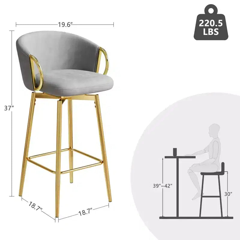 MAYEERTY 30 inch Dining Chairs Set of 2 Modern Style Swivel Bar Chairs with High Stools for Kitchen Bar Resturtants Beige Gray