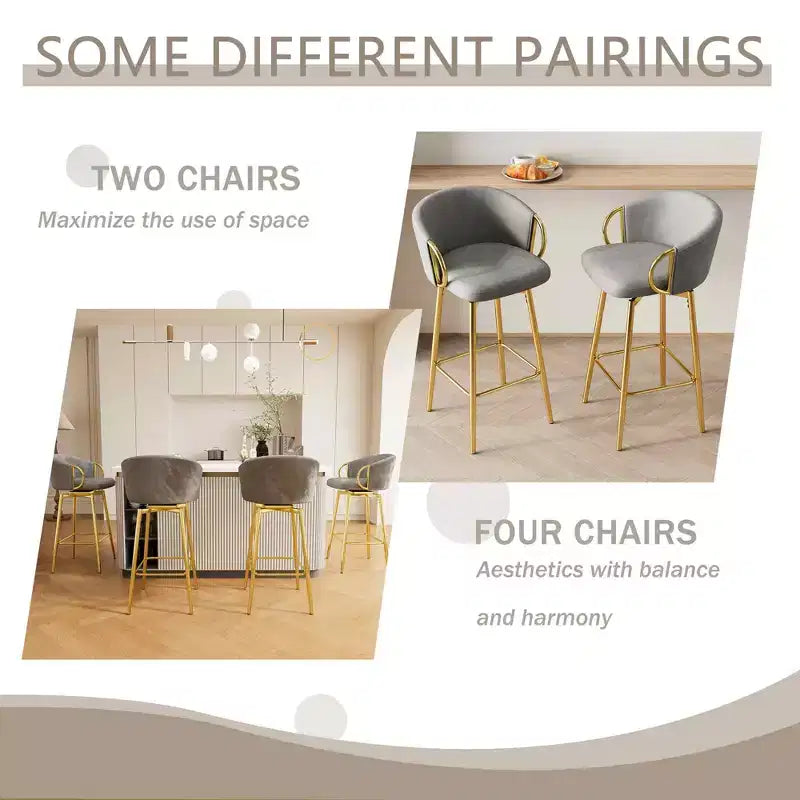 MAYEERTY 30 inch Dining Chairs Set of 2 Modern Style Swivel Bar Chairs with High Stools for Kitchen Bar Resturtants Beige Gray