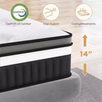 Matelas en mousse à mémoire de forme au gel 14 po grand lit, fermeté moyenne, certifié CertiPUR-US