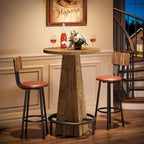 Table de bar Lantine, table de pub ronde de 95 cm de haut pour petits bars, salle à manger, cuisine, couleur bois (table uniquement)