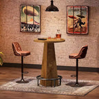 Table de bar Lantine, table de pub ronde de 95 cm de haut pour petits bars, salle à manger, cuisine, couleur bois (table uniquement)