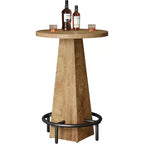 Table de bar Lantine, table de pub ronde de 95 cm de haut pour petits bars, salle à manger, cuisine, couleur bois (table uniquement)