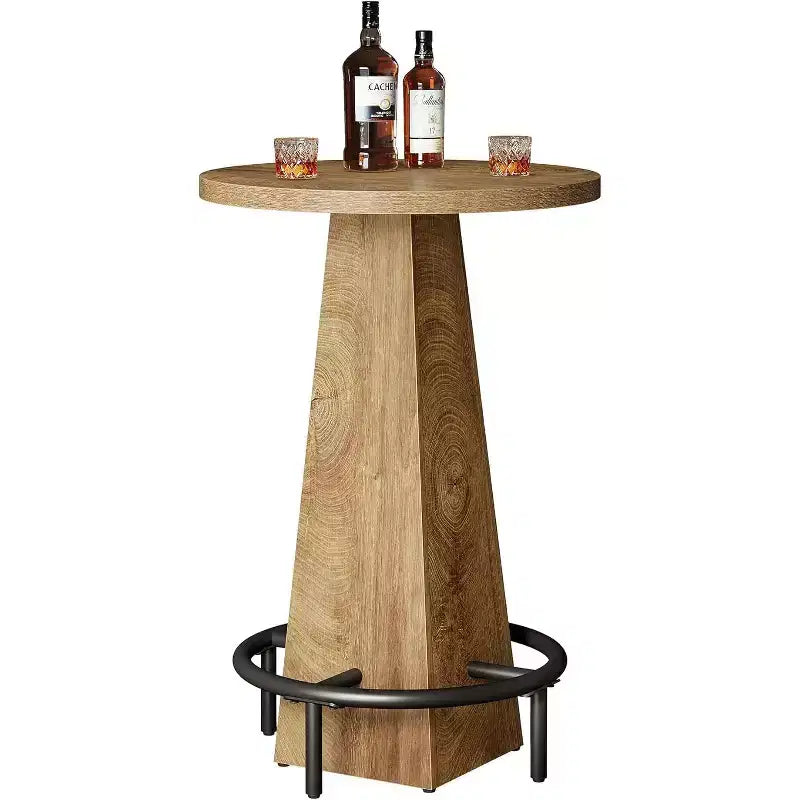 Table de bar Lantine, table de pub ronde de 95 cm de haut pour petits bars, salle à manger, cuisine, couleur bois (table uniquement)