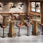 Table de bar Lantine, table de pub ronde de 95 cm de haut pour petits bars, salle à manger, cuisine, couleur bois (table uniquement)