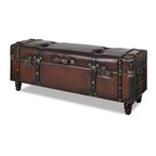vidaXL Bancs de rangement 3 pcs Marron foncé Pin massif et similicuir