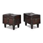 vidaXL Bancs de rangement 3 pcs Marron foncé Pin massif et similicuir