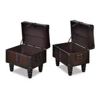 vidaXL Bancs de rangement 3 pcs Marron foncé Pin massif et similicuir