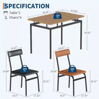 Acekool - Ensemble table de salle à manger 5 pièces, table à grain de bois brun, peu encombrant, pour cuisine