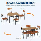 Acekool - Ensemble table de salle à manger 5 pièces, table à grain de bois brun, peu encombrant, pour cuisine