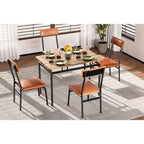 Acekool - Ensemble table de salle à manger 5 pièces, table à grain de bois brun, peu encombrant, pour cuisine