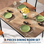 Acekool - Ensemble table de salle à manger 5 pièces, table à grain de bois brun, peu encombrant, pour cuisine