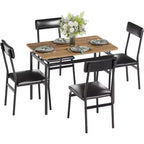 Acekool - Ensemble table de salle à manger 5 pièces, table à grain de bois brun, peu encombrant, pour cuisine