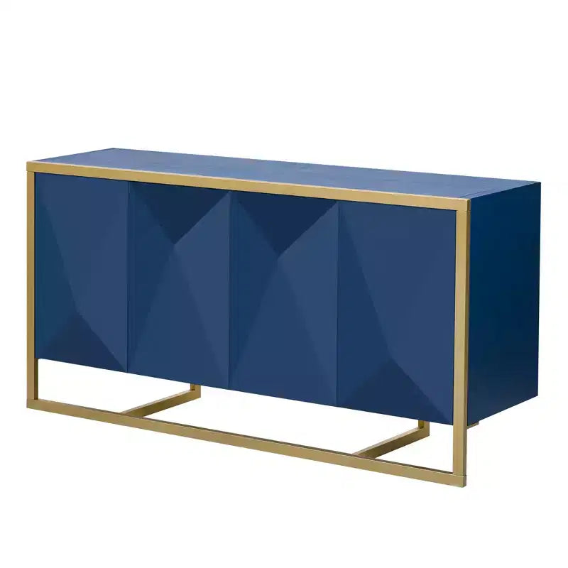 Meuble buffet en bois, buffet de cuisine pour café, meuble de rangement avec 4 portes et pieds métalliques uniques