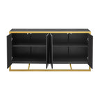 Meuble buffet en bois, buffet de cuisine pour café, meuble de rangement avec 4 portes et pieds métalliques uniques