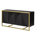 Meuble buffet en bois, buffet de cuisine pour café, meuble de rangement avec 4 portes et pieds métalliques uniques