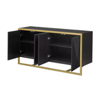 Meuble buffet en bois, buffet de cuisine pour café, meuble de rangement avec 4 portes et pieds métalliques uniques