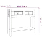 vidaXL Console Table Brown Solid Waxed Pinewood 36.6 x 13.6 x 28.7 in