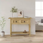 vidaXL Console Table Brown Solid Waxed Pinewood 36.6 x 13.6 x 28.7 in
