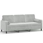vidaXL 3-Seater Sofa with Throw Pillows Light Gray 70.9 Velvet