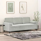 vidaXL Canapé 3 places avec coussins décoratifs Gris clair 70,9 velours