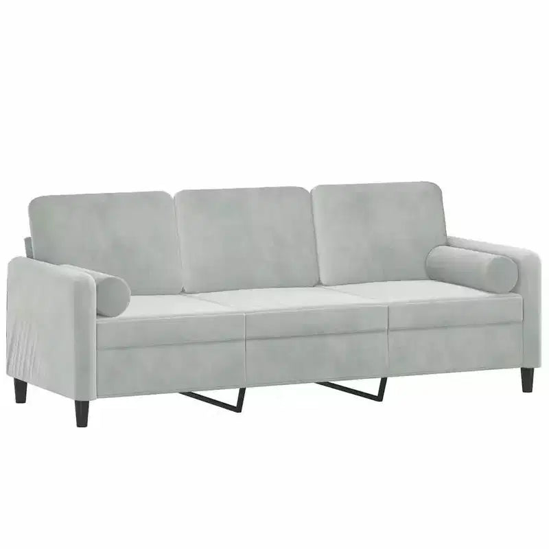 vidaXL Canapé 3 places avec coussins décoratifs Gris clair 70,9 velours