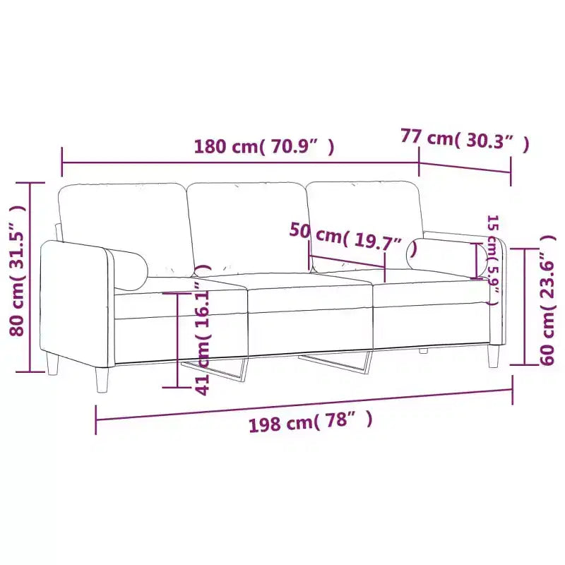 vidaXL Canapé 3 places avec coussins décoratifs Gris clair 70,9 velours