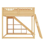 Bellemave Loft Bed with Upholstered Headboard and Storage Shelves,Solid Wood Loft Bed Frame with Ladder and Slide for Kids